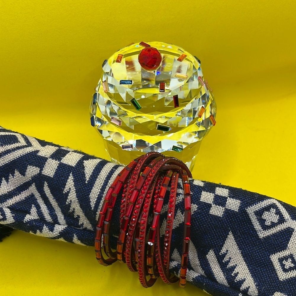 Red Rhinestone Elegant Chain 6 Layered Leather Bracelet Boho …